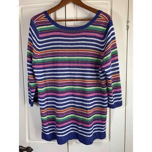 Talbots Woman Sweater Plus Petite 2Xp Linen Lightweight‎ Coastal Preppy Colorful